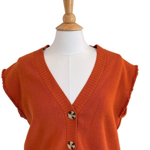 Free People Burnt Orange Oakleigh Oversized Boyfriend Sweater Vest, Size XS - Picture 3 of 16